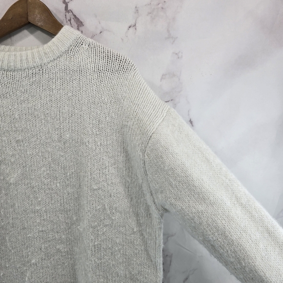 Zara Sweater Womens Small White Wool Alpaca Crew Boxy Oversized Chunky - Picture 11 of 12